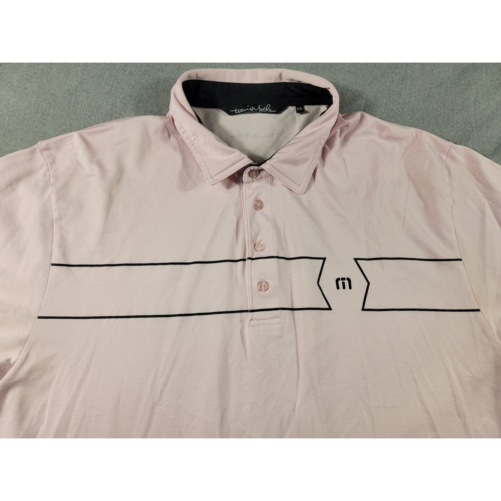 Travis Mathew Polo Shirt Mens 2XL  Light Pink Golf Performance Stretch‎ Tech